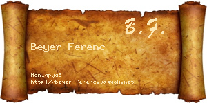 Beyer Ferenc névjegykártya